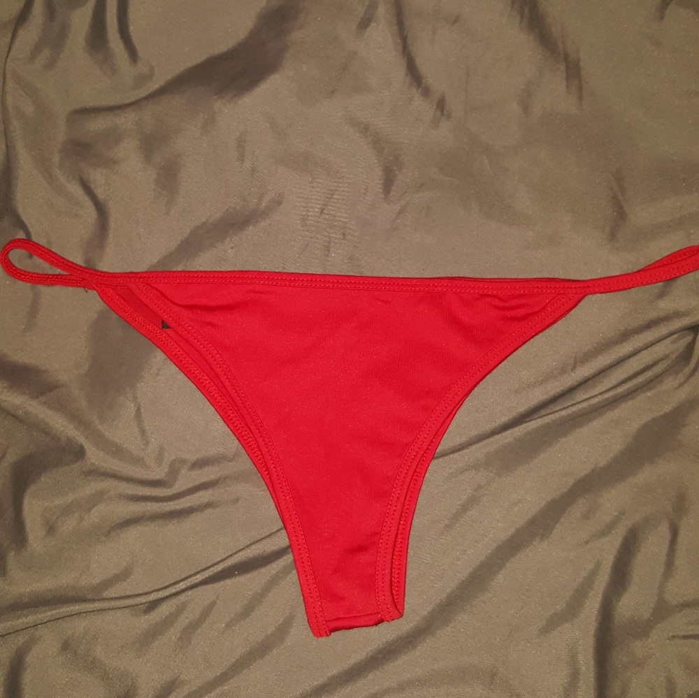 Red cheeky bikini bottoms